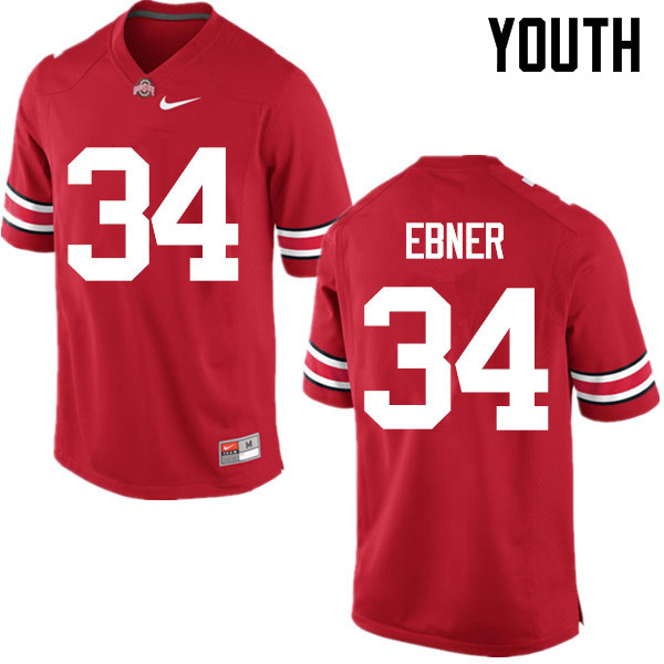 Ohio State Buckeyes Nate Ebner Youth #34 Red Game Stitched College Football Jersey